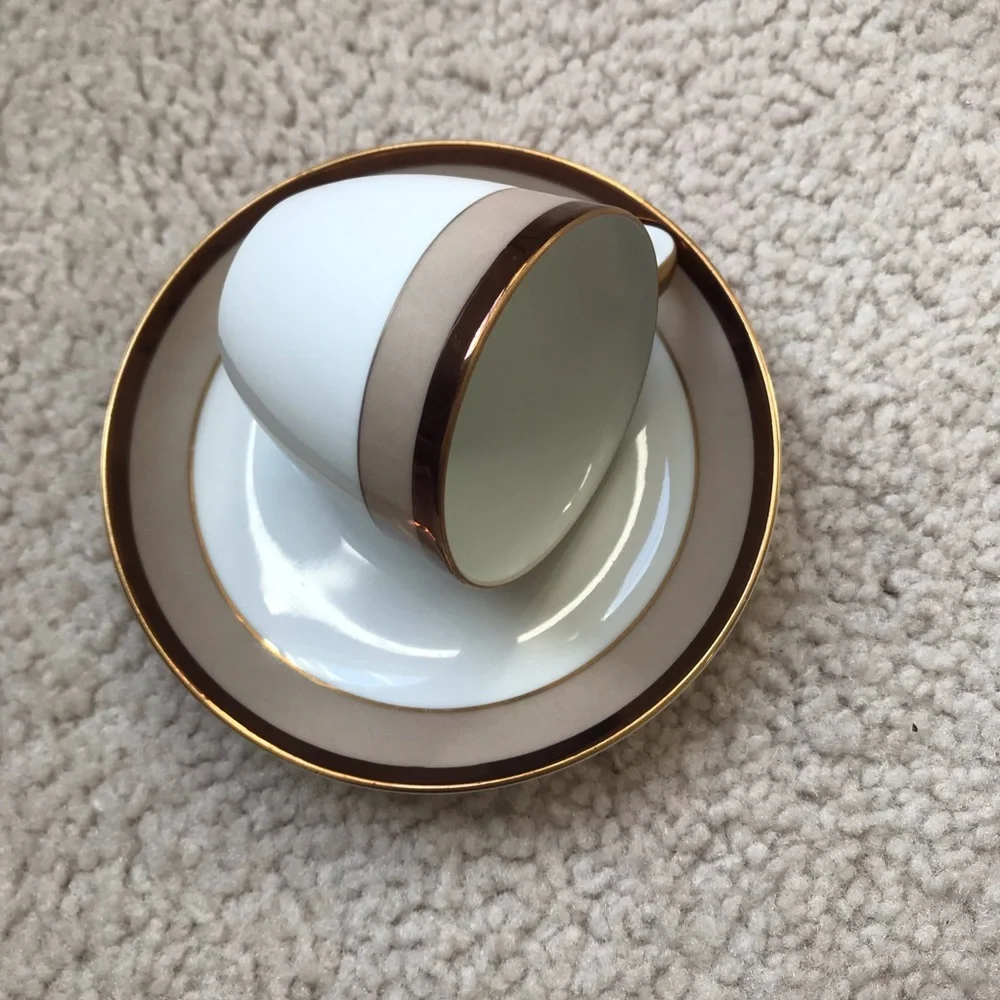 Vintage Sango Fine China Demitasse Cup & Saucer Set - Gold Trim